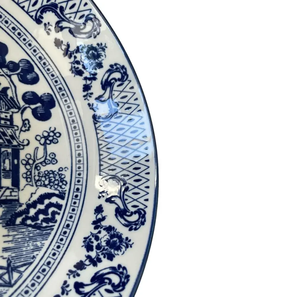 Eaton Fine Dining English Willow 9in Pasta Bowls Blue & White Set of 4 NEW